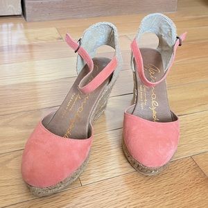 Gaimo Spanish Suede Leather Espadrilles Size 5 Coral Pink